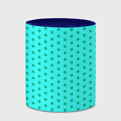 Кружка 3D Паттерн неоновый циан со звездами, цвет: 3D-белый + синий — фото 2