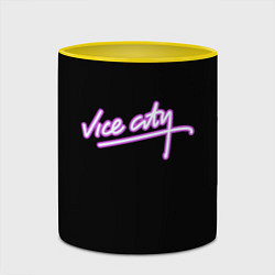 Кружка 3D Vice city logo neon, цвет: 3D-белый + желтый — фото 2