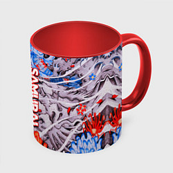 Кружка 3D Cyberpunk 2077 samurai tatoo, цвет: 3D-белый + красный