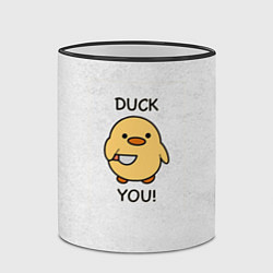 Кружка 3D Уточка с ножом duck you meme, цвет: 3D-черный кант — фото 2
