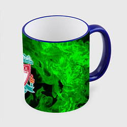 Кружка 3D Liverpool green fire, цвет: 3D-синий кант