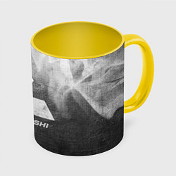 Кружка 3D Mitsubishi - grey gradient, цвет: 3D-белый + желтый