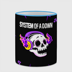 Кружка 3D System of a Down неоновый череп, цвет: 3D-небесно-голубой кант — фото 2