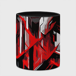 Кружка 3D Red and white abstraction on a black background, цвет: 3D-белый + черный — фото 2