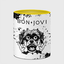 Кружка 3D Bon Jovi - рок пес, цвет: 3D-белый + желтый — фото 2