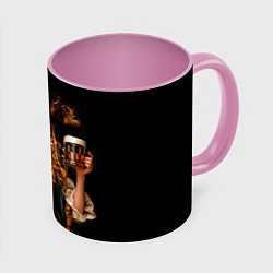 Кружка 3D Пиво на Тартуге - красотка, цвет: 3D-белый + розовый