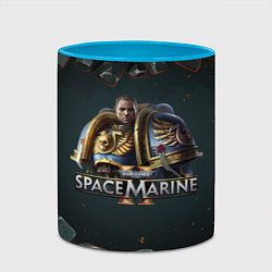 Кружка 3D Captain Titus Warhammer 40000 space marine 2, цвет: 3D-белый + небесно-голубой — фото 2