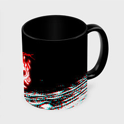 Кружка 3D Киберпанк 2077 огненное лого, цвет: 3D-белый + черный