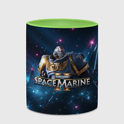 Кружка 3D Warhammer 40000 space marine 2 ультрамарин в броне, цвет: 3D-белый + светло-зеленый — фото 2