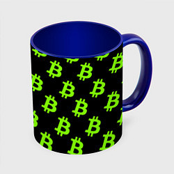 Кружка 3D Биткоин кислотные монеты, цвет: 3D-белый + синий