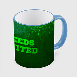 Кружка 3D Leeds United - green gradient по-горизонтали, цвет: 3D-небесно-голубой кант