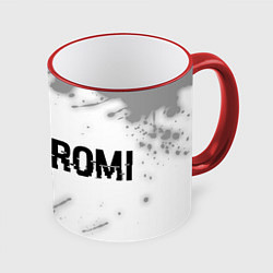 Кружка 3D Kuromi glitch на светлом фоне по-горизонтали, цвет: 3D-красный кант