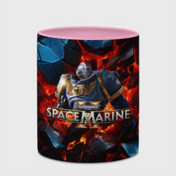 Кружка 3D Warhammer 40000 space marine 2 ультрамарин в броне, цвет: 3D-белый + розовый — фото 2