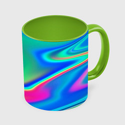 Кружка 3D Неоновые голографические краски - светло-голубоват, цвет: 3D-белый + светло-зеленый