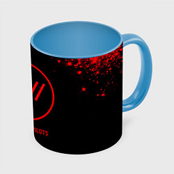 Кружка 3D Twenty One Pilots - red gradient, цвет: 3D-белый + небесно-голубой