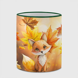 Кружка 3D Лисица и осенние листья, цвет: 3D-зеленый кант — фото 2