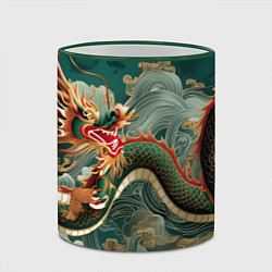 Кружка 3D Японский дракон контрасты, цвет: 3D-зеленый кант — фото 2