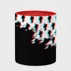 Кружка 3D Billie Eilish pattern glitch, цвет: 3D-белый + красный — фото 2