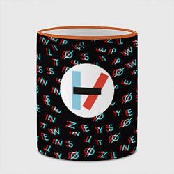 Кружка 3D Twenty one pilots glitch, цвет: 3D-оранжевый кант — фото 2