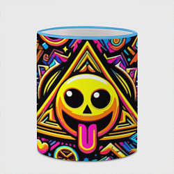 Кружка 3D Красочный паттерн со смайликом - нейроарт, цвет: 3D-небесно-голубой кант — фото 2