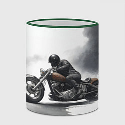 Кружка 3D Крутой байкер скетч, цвет: 3D-зеленый кант — фото 2