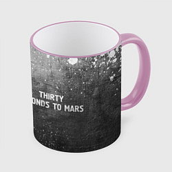 Кружка 3D Thirty Seconds to Mars - grey gradient по-горизонт, цвет: 3D-розовый кант