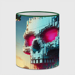 Кружка 3D Cool pixel skull - ai art fantasy, цвет: 3D-зеленый кант — фото 2