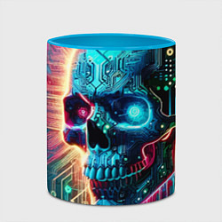 Кружка 3D Cool cyber skull - neon glow, цвет: 3D-белый + небесно-голубой — фото 2