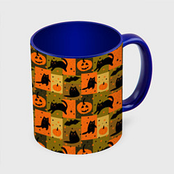 Кружка 3D Хэллоуин мозаика, цвет: 3D-белый + синий