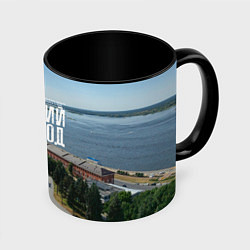 Кружка 3D Нижний Новгород на слиянии рек Волги и Оки, цвет: 3D-белый + черный