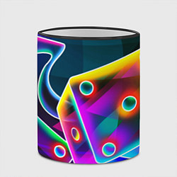 Кружка 3D Неоновая геометрия текстура, цвет: 3D-черный кант — фото 2