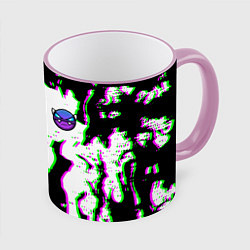 Кружка 3D Geometry dash glitch flame, цвет: 3D-розовый кант