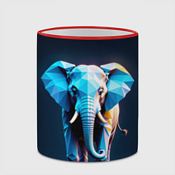 Кружка 3D Синий геометрический слон, цвет: 3D-красный кант — фото 2