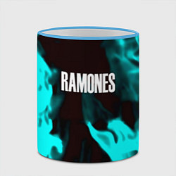 Кружка 3D Ramones fire rose, цвет: 3D-небесно-голубой кант — фото 2