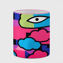Кружка 3D Глаза облака абстракция, цвет: 3D-розовый кант — фото 2