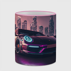 Кружка 3D Porshe ночной город, цвет: 3D-розовый кант — фото 2