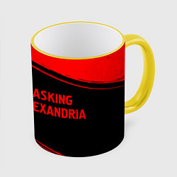 Кружка 3D Asking Alexandria - red gradient по-горизонтали, цвет: 3D-желтый кант