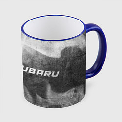 Кружка 3D Subaru - grey gradient по-горизонтали, цвет: 3D-синий кант