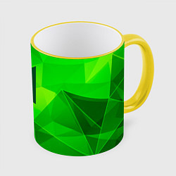 Кружка 3D BTS green poly, цвет: 3D-желтый кант