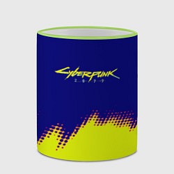 Кружка 3D Cyberpunk 2077 краски жёлтые, цвет: 3D-светло-зеленый кант — фото 2