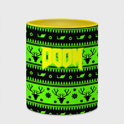 Кружка 3D Doom кислотный новый год, цвет: 3D-белый + желтый — фото 2