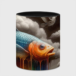 Кружка 3D Рыба в облаках - сюрреализм, цвет: 3D-белый + черный — фото 2