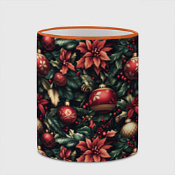Кружка 3D Паттерн с новогодними украшениями, цвет: 3D-оранжевый кант — фото 2