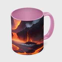 Кружка 3D Текущая лава, цвет: 3D-белый + розовый