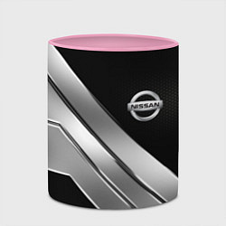 Кружка 3D Nissan metal steel auto, цвет: 3D-белый + розовый — фото 2