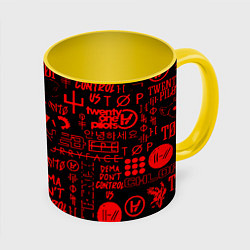 Кружка 3D Twenty one pilots pattern rock steel, цвет: 3D-белый + желтый