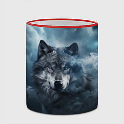 Кружка 3D Волк ночью под луной, цвет: 3D-красный кант — фото 2