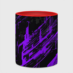 Кружка 3D Purple stripes on a black background, цвет: 3D-белый + красный — фото 2