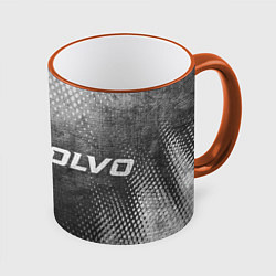 Кружка 3D Volvo - grey gradient по-горизонтали, цвет: 3D-оранжевый кант