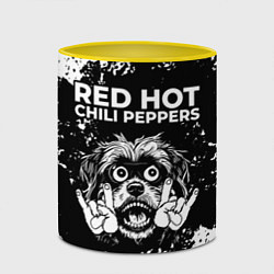 Кружка 3D Red Hot Chili Peppers рок пес, цвет: 3D-белый + желтый — фото 2